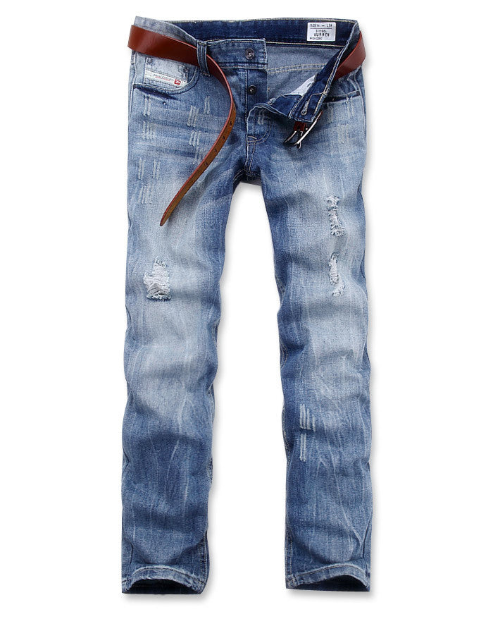 Men's DSL jeans tie distressed slim straight pants