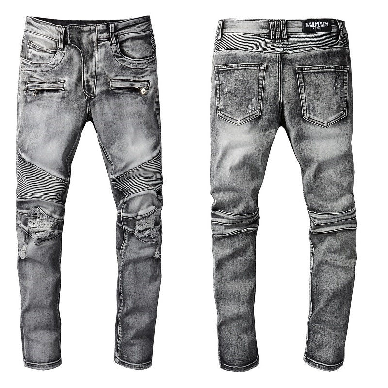 Men's Balmain distressed distressed blue jeans