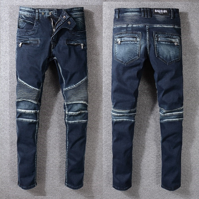 Men's Balmain jeans dotted slim fit straight pants