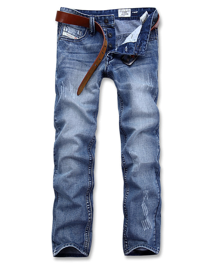 Men's DSL Jeans Washed Distressed Slim Straight Pants
