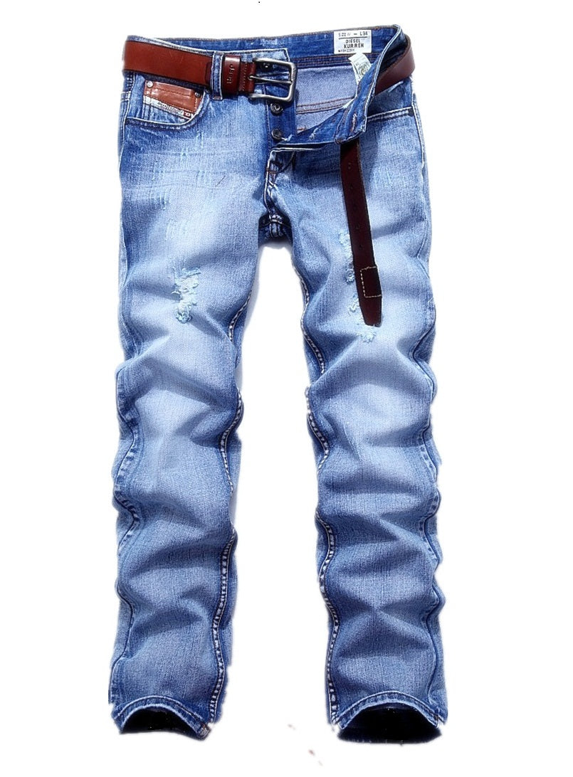Men's DSL Jeans Light Blue Distressed Distressed Slim Straight Pants