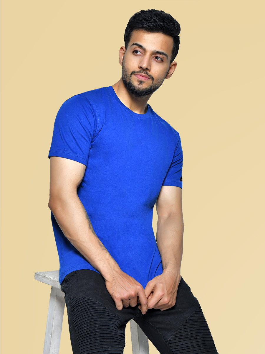 Royal Blue Men's Round Neck Cotton T-Shirt