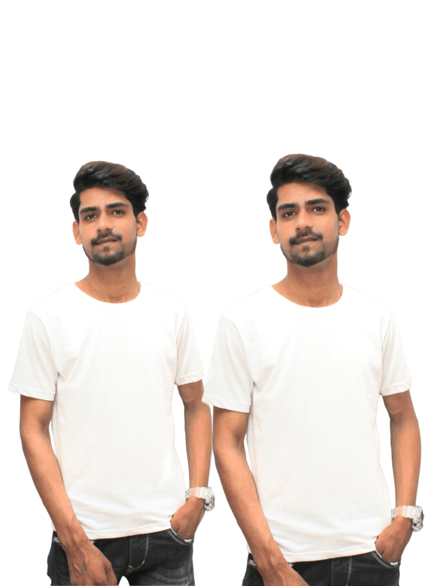 Men's Solid Cotton White Round Neck Tee (Pack of 2)