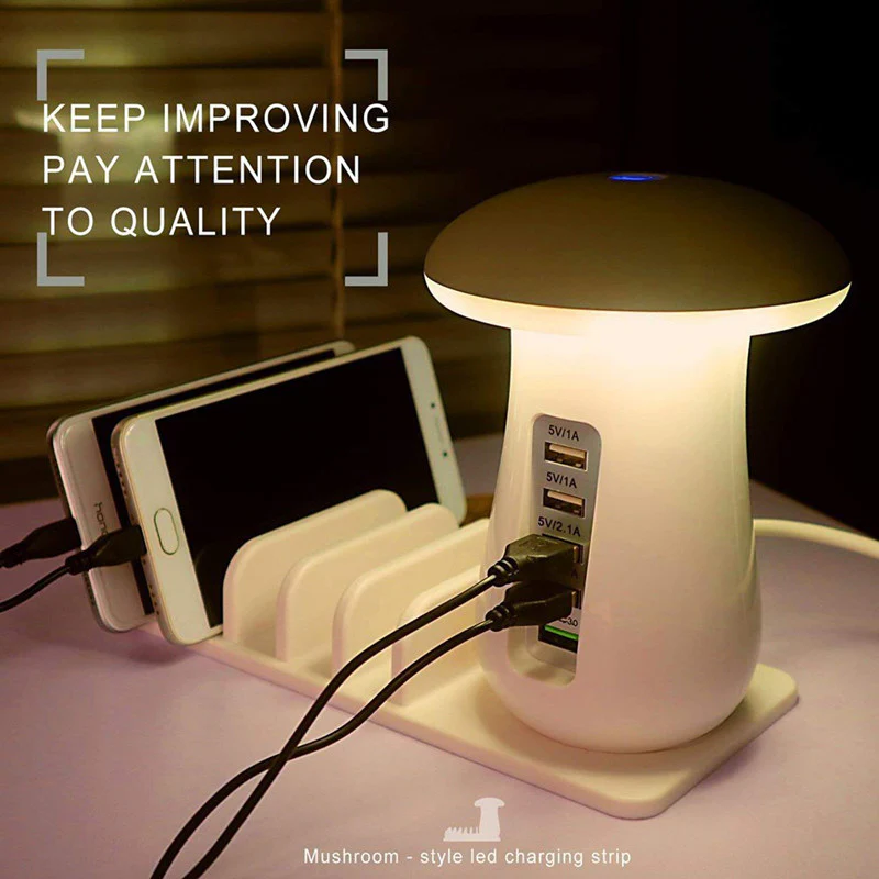 فطر مصباح LED مصباح حامل USB شاحن