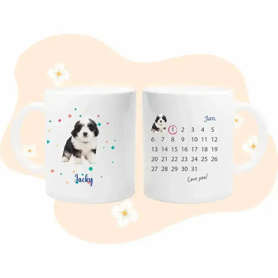 Custom Pet Photo Mug with Important Dates - 11oz/15oz