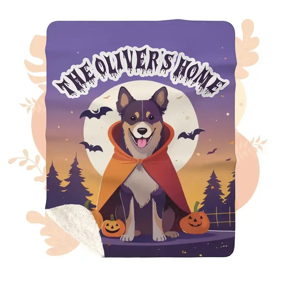 Personalized Halloween Throw Blanket with Dog