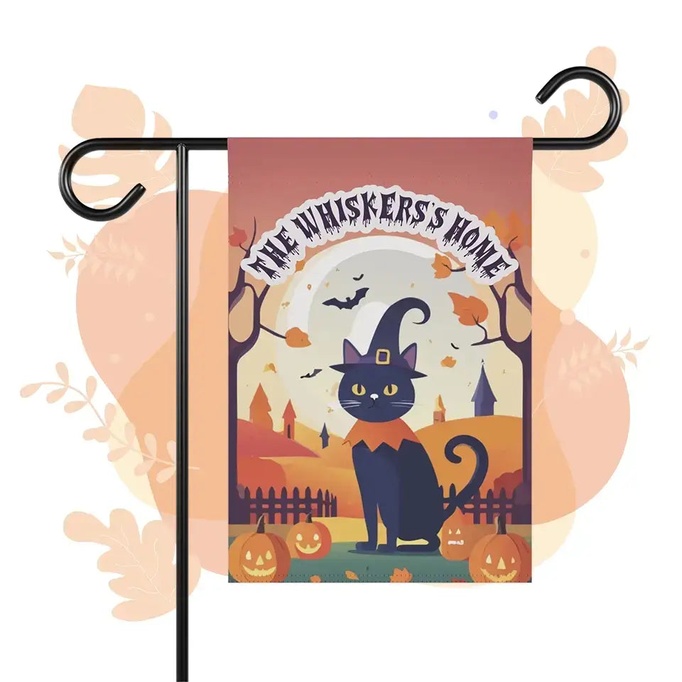 Personalized Halloween Cat-Themed Garden Flag