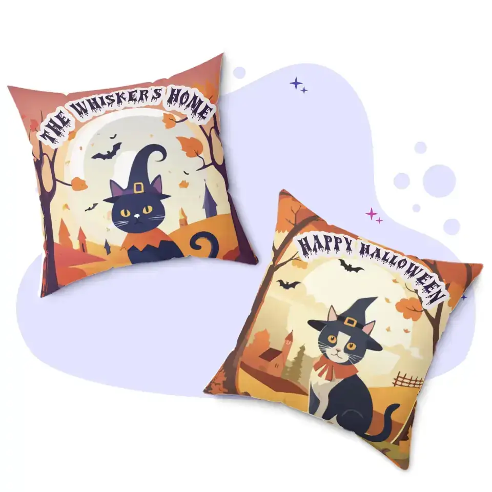 Personalized Halloween Cat Throw Pillow