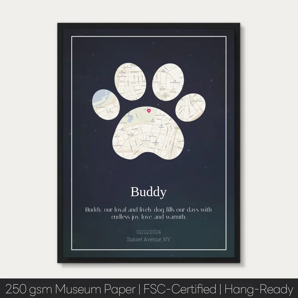 Custom Paw Print Map