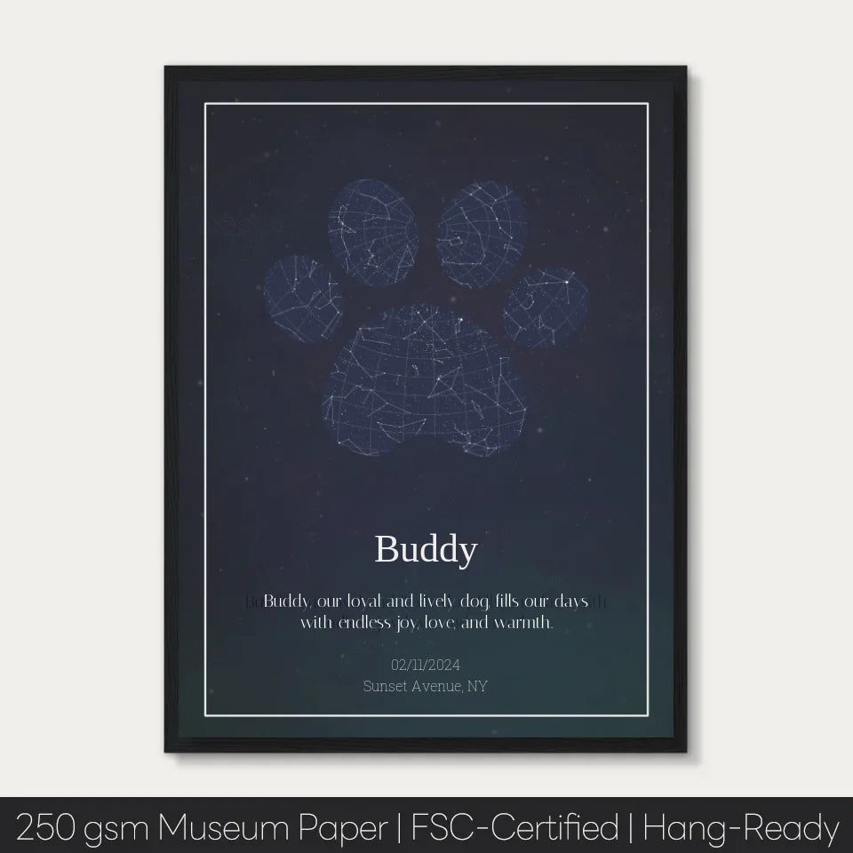 Custom Paw Print Star Map