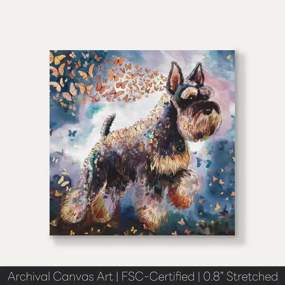 Schnauzer Dog Portrait Watercolor Canvas