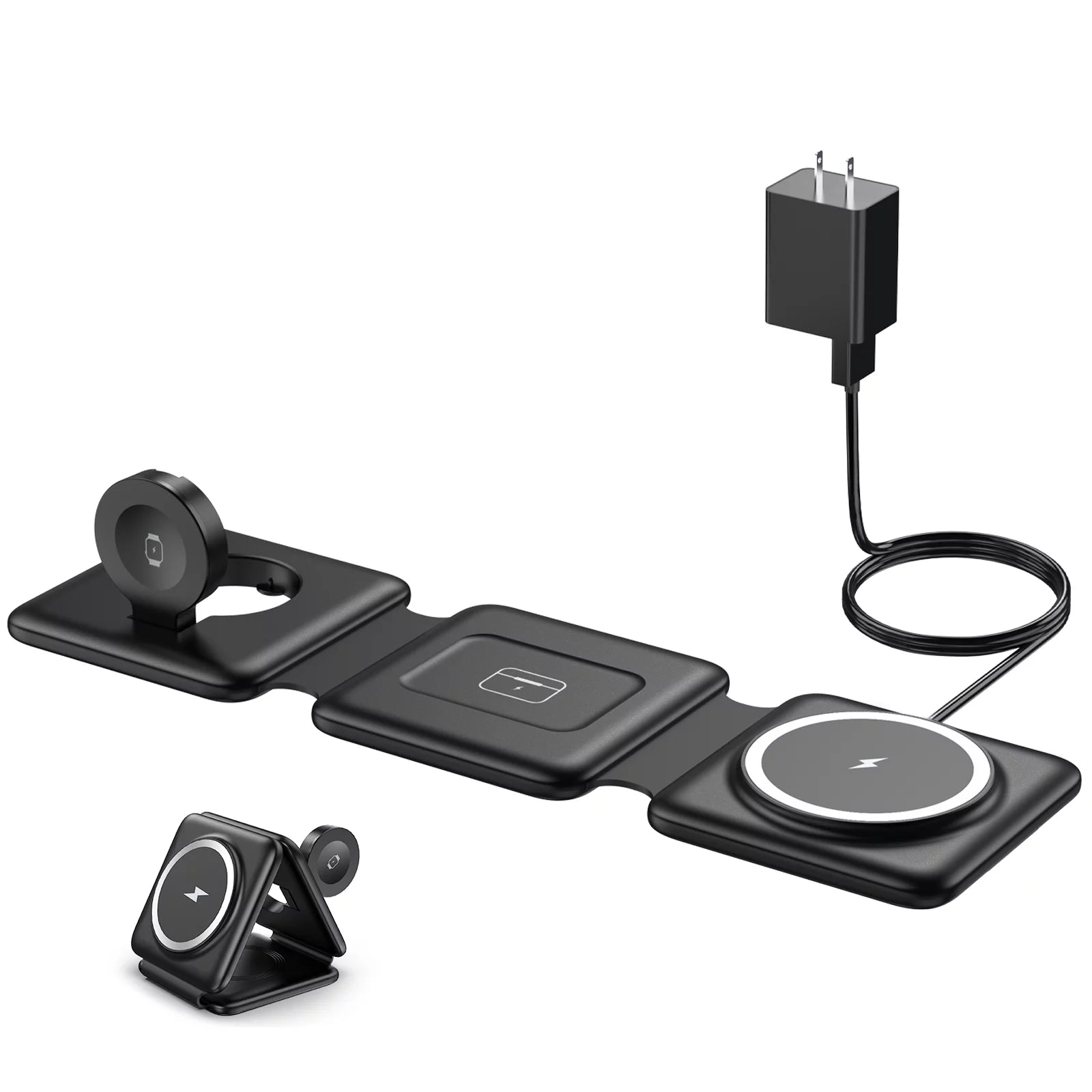 Tech Wave Magnetic Wireless Charger : Fodable 3 in 1 Charging Station