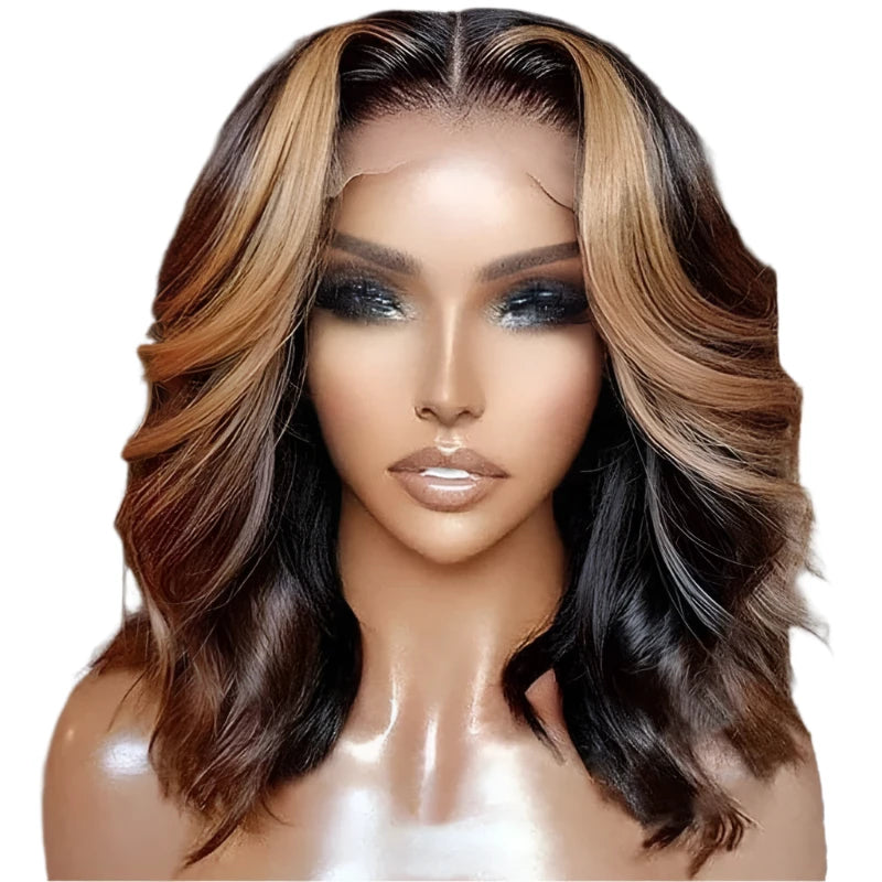 Short Women's Ombre Highlight Wigs Bob Human Hair Wig Hd Lace Body Wave Lace Front Wig Glueless Brazilian Wigs On Sale For Women