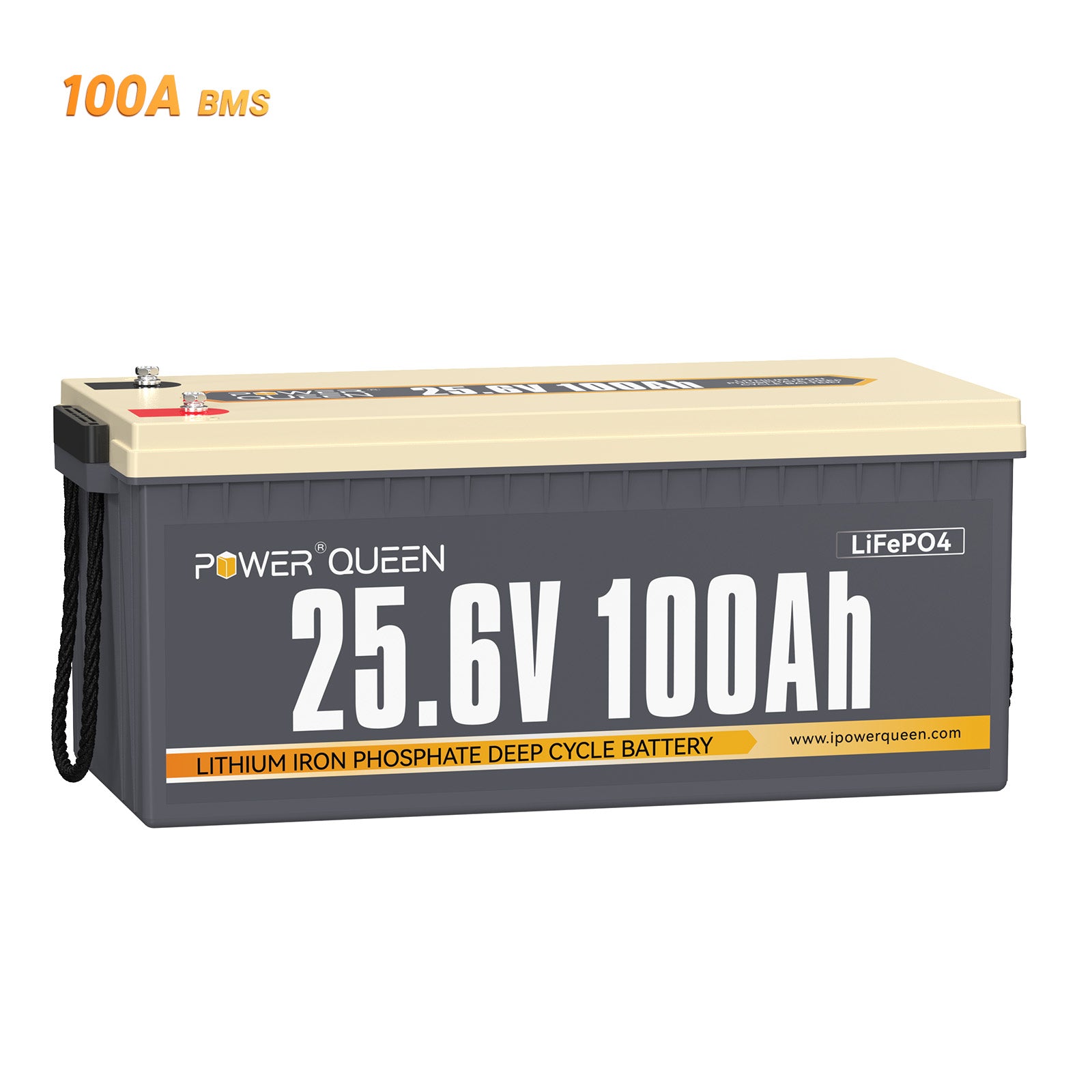 【0% MwSt.】Power Queen 24V 100Ah LiFePO4 Batterie, Eingebautes 100A BMS