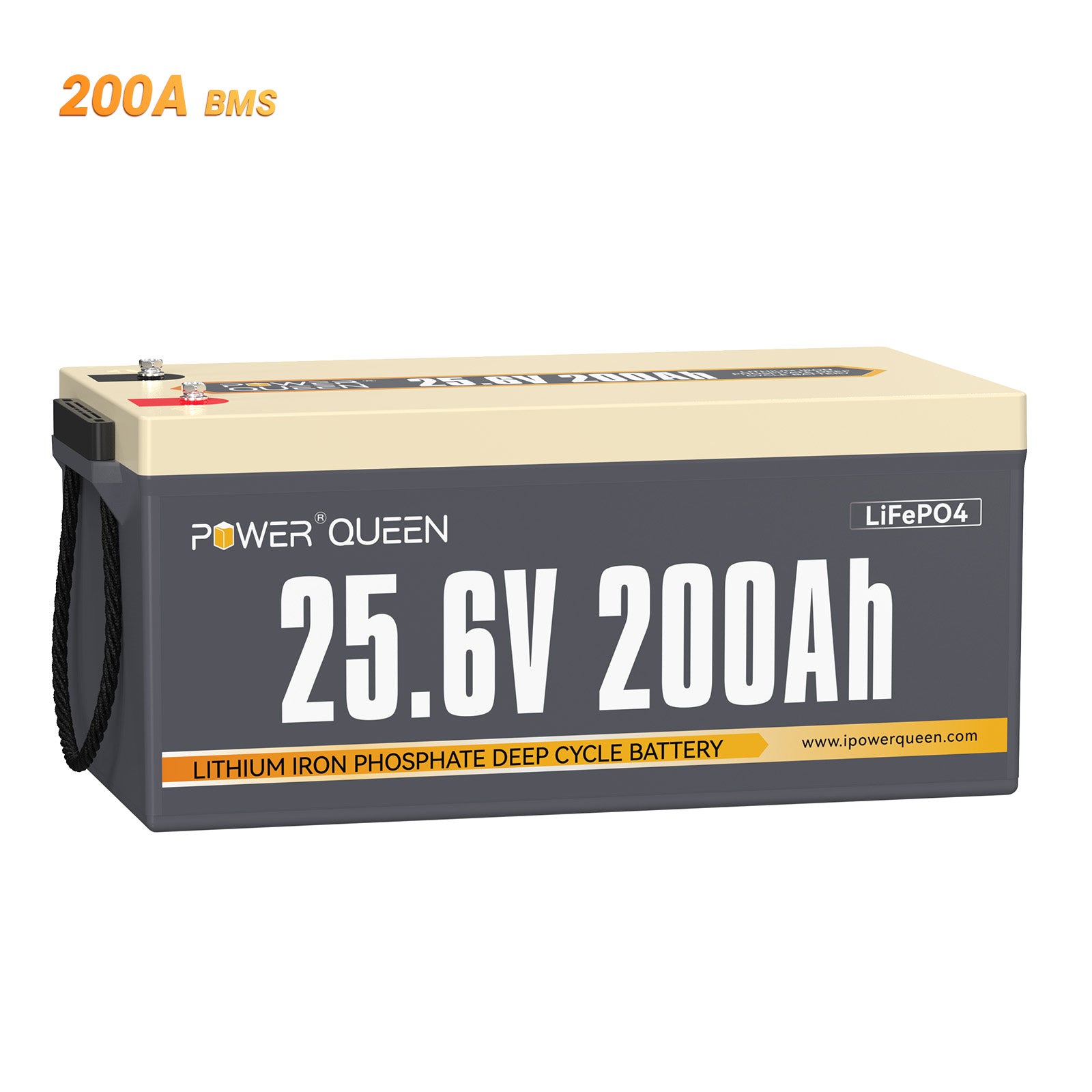 【0% MwSt.】Power Queen 24V 200Ah LiFePO4 Batterie, Eingebautes 200A BMS