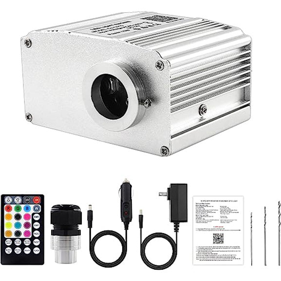 BEESIDY 10W Twinkle Fiber Optic Light Engine, Bluetooth App/RF Remote Control for Starlight Headliner, Car Plug & Power Adapter, PG Connector & 3 Drill Bits