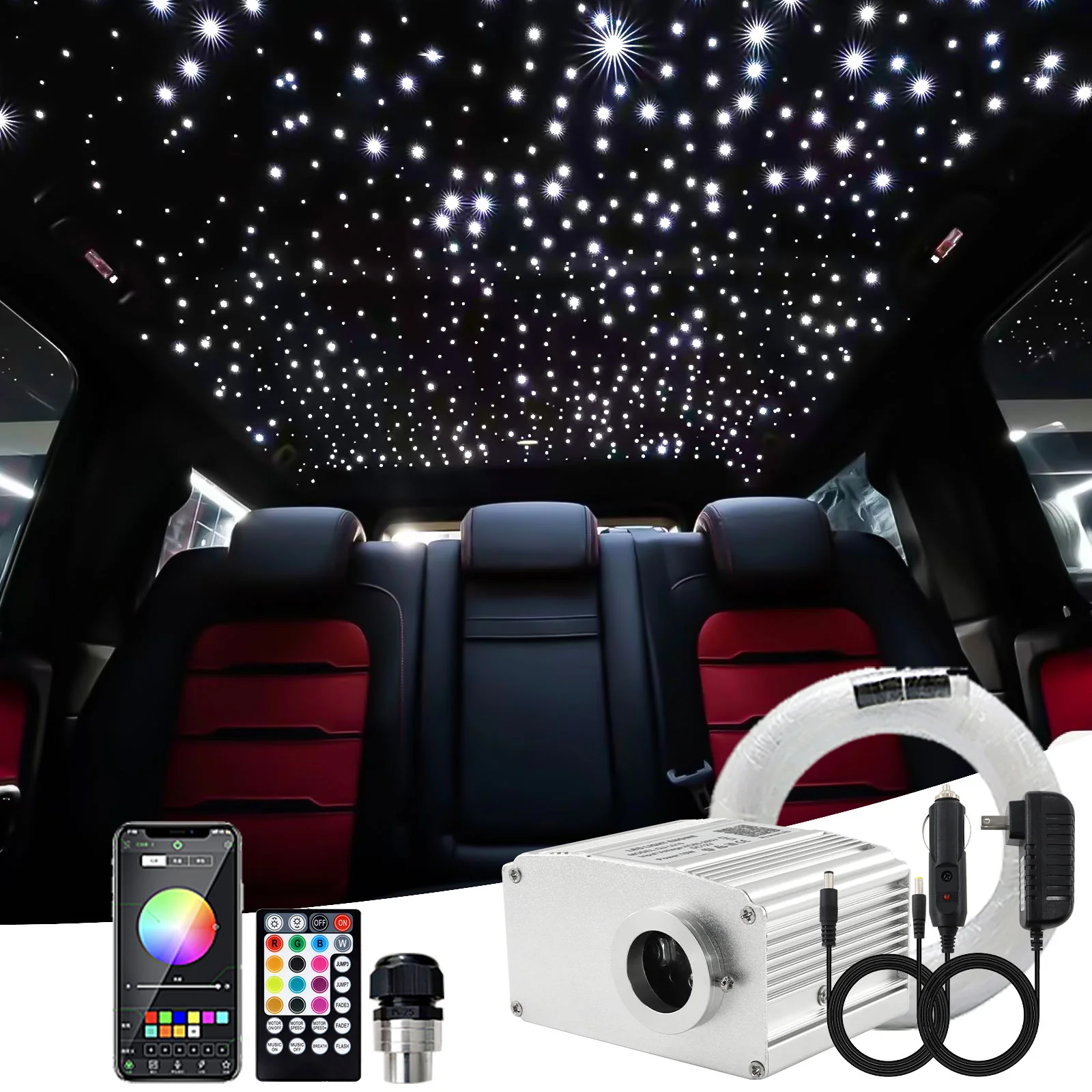 10W Twinkle Starlight Headliner Kit, Fiber Optic Starlight Kit for Car Roof Use,Rolls Royce Star Lights for Car with APP/Remote Music Control