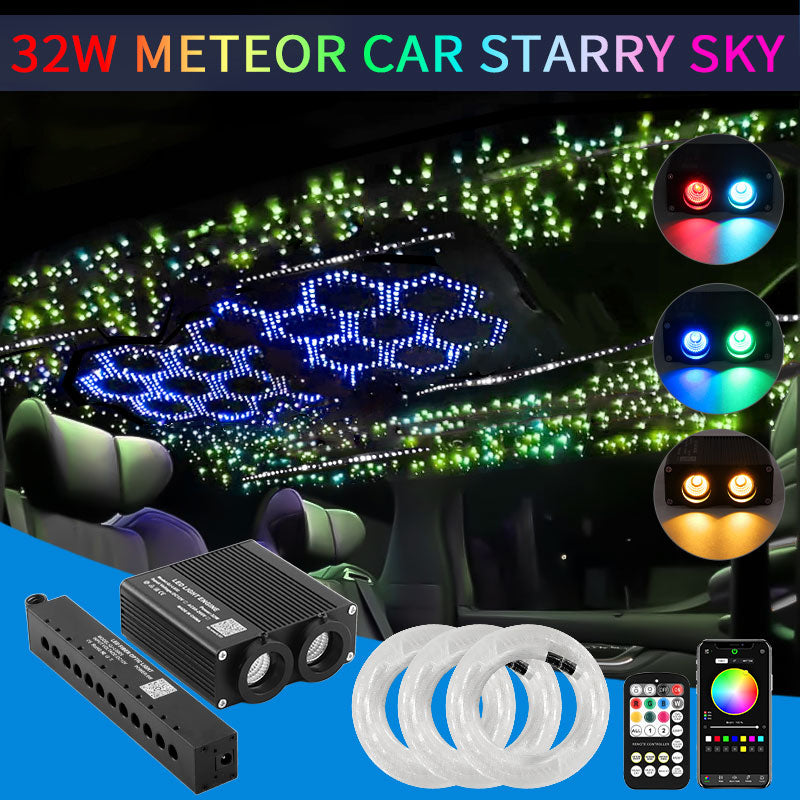 32W Dual Color Starlight Headliner Kits,Colorful Meteor Shooting Star,Sound Activated Remote APP Control Home Car Headliner