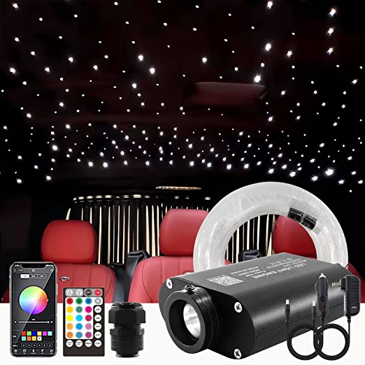 16W Rolls Royce Starlight Headliner Kit for Car Roof Decor,Car LED Star Ceiling Lights with 28-Key RF Remote/Bluetooth Control & Sound Activated