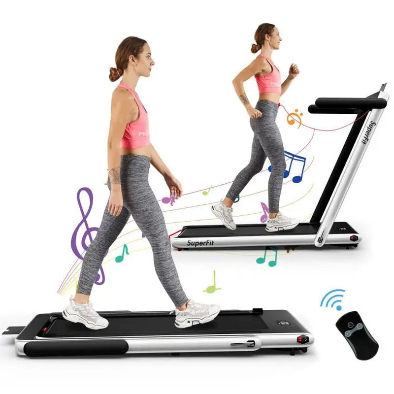 Costway - Superfit 2 in 1 Folding Treadmill with APP Speaker Remote Control