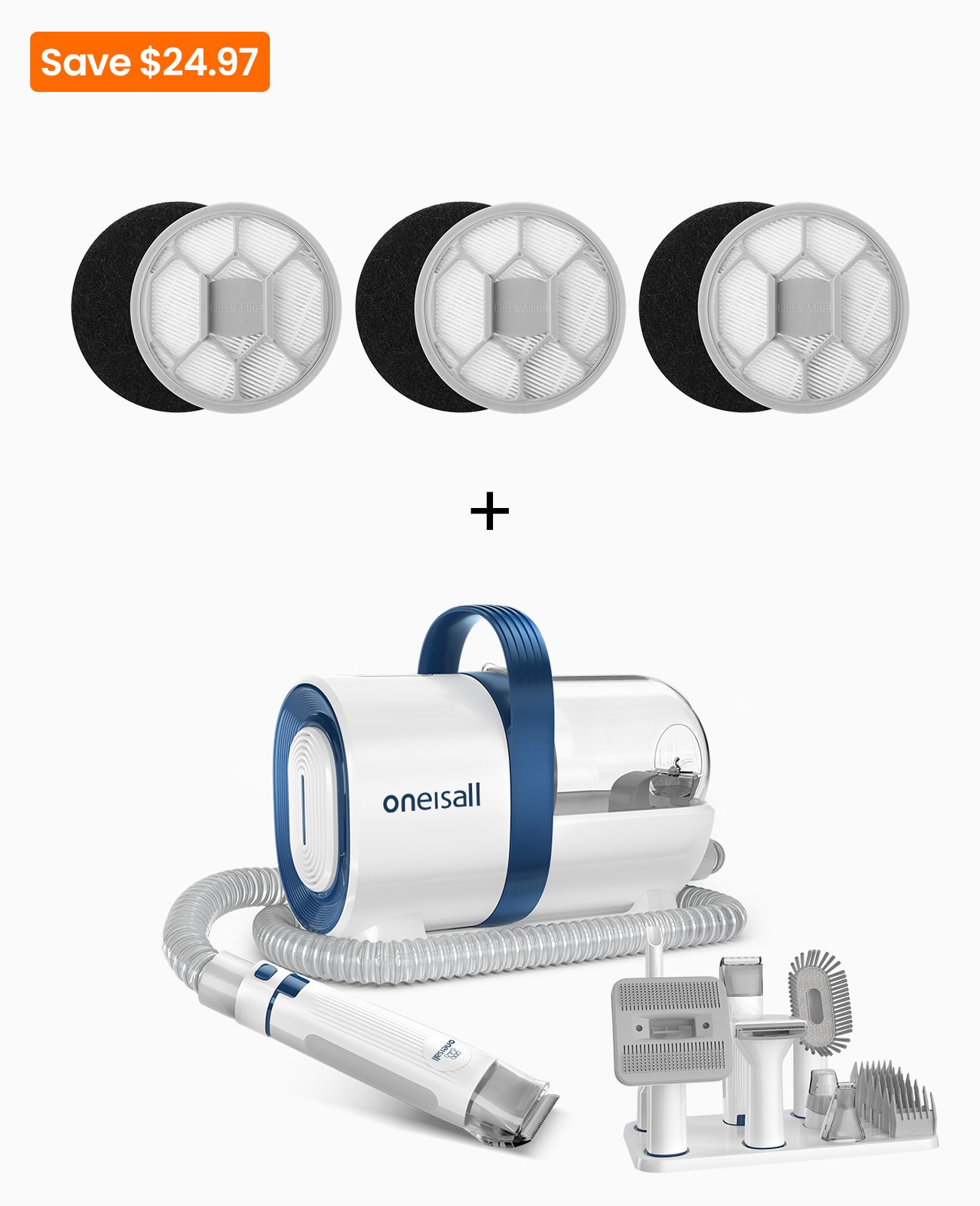 LM2 - Grooming Vacuum Kit with 3 Sponge Filter & HEPA