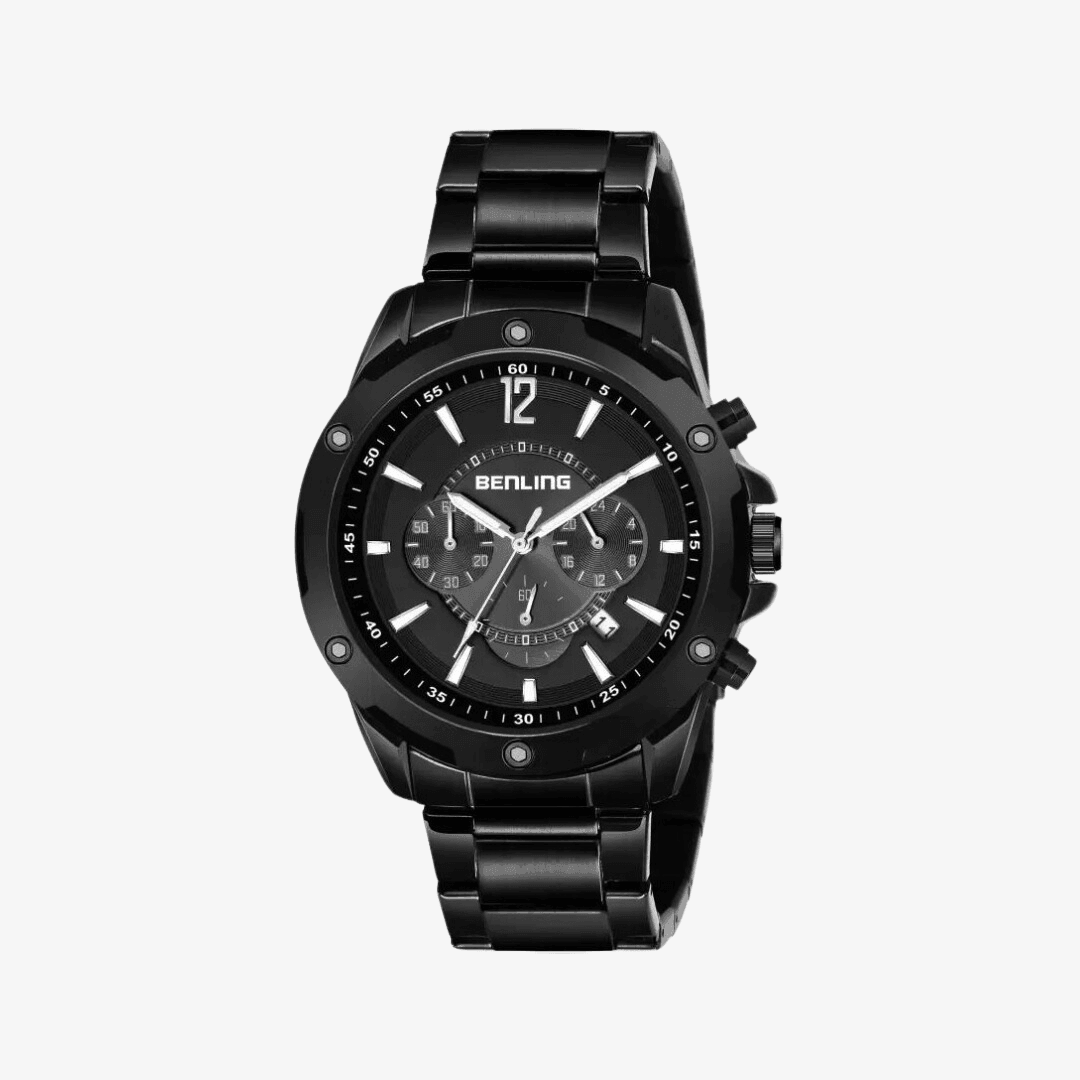 Benling Fashion Men"s Black Dial Round Case Multifunction Watch - BL 1011