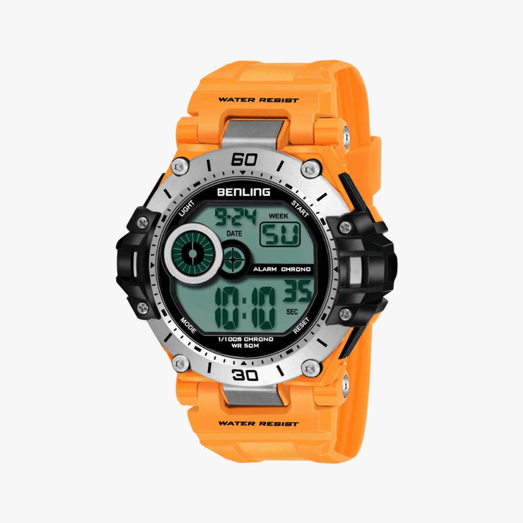 Benling Men's Black Round Dial Digital Watch BL - 6056
