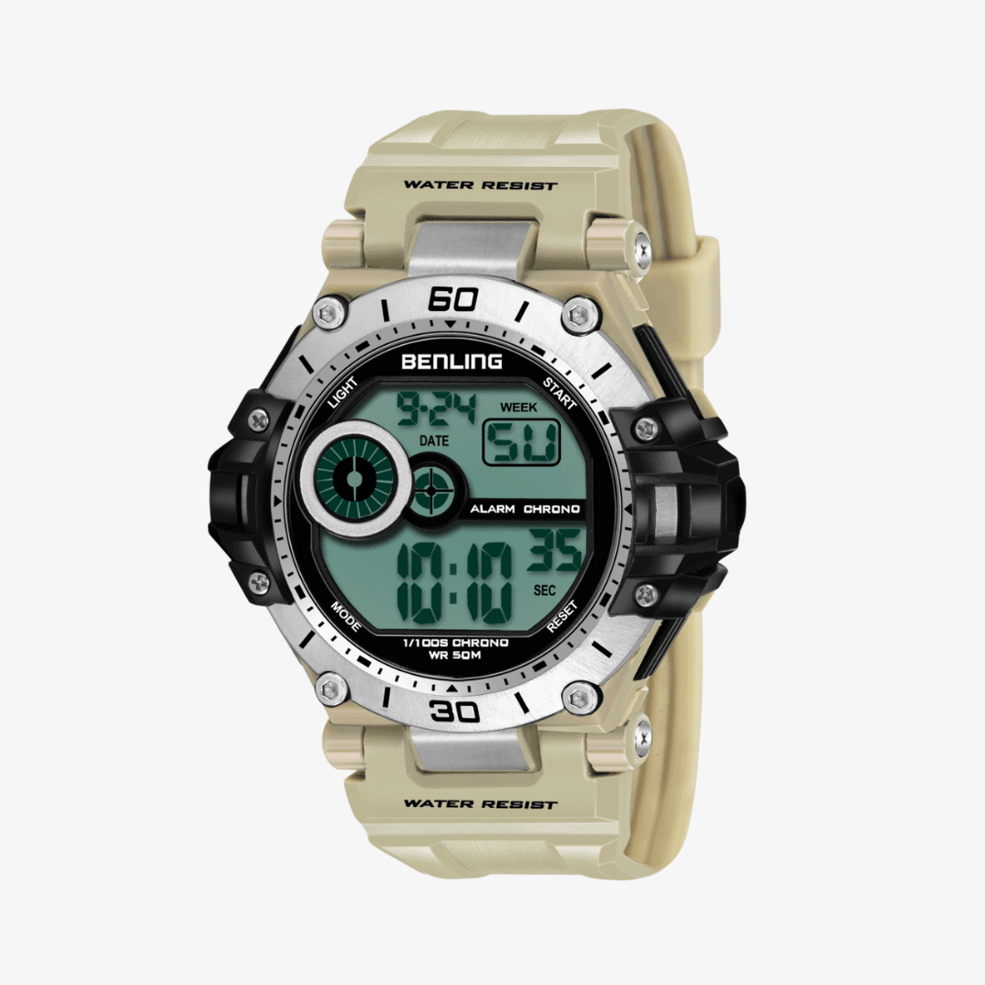 Benling Men's Black Round Dial Digital Watch BL - 6056