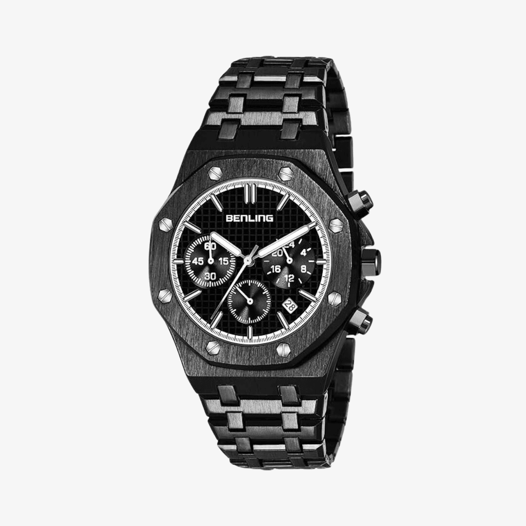 Benling Fashion Men"s Black Dial Octa Case Multifunction Watch - BL 1024