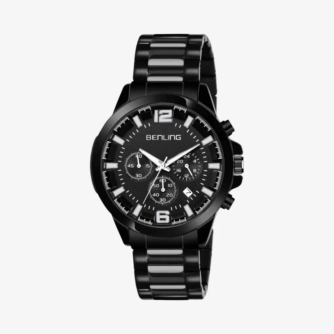 Benling Fashion Men"s Black Dial Round Case Multifunction Watch - BL 1010