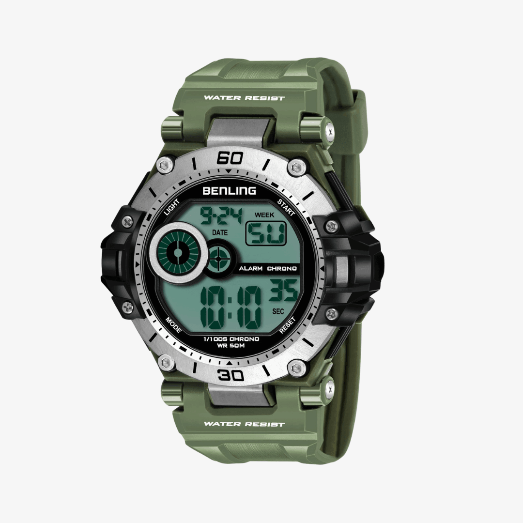 Benling Men's Black Round Dial Digital Watch BL - 6056