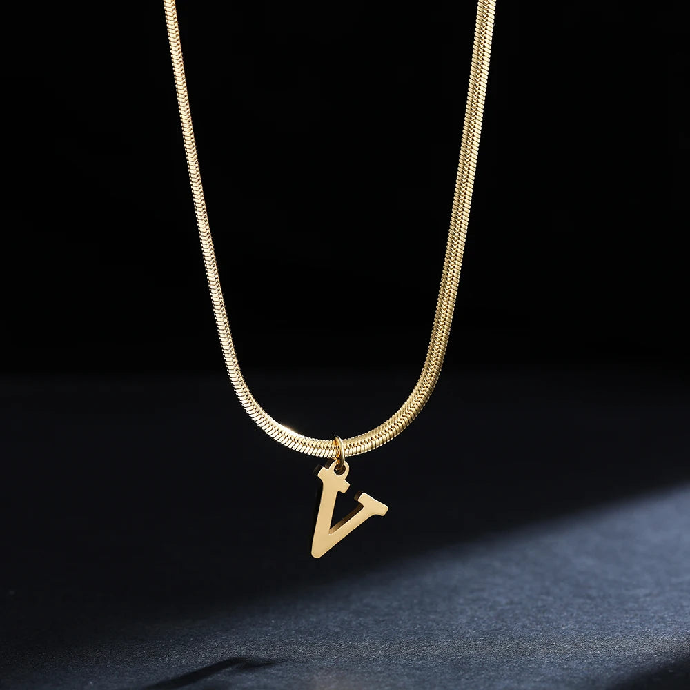 Gold Plated Alphabet Pendant Necklace