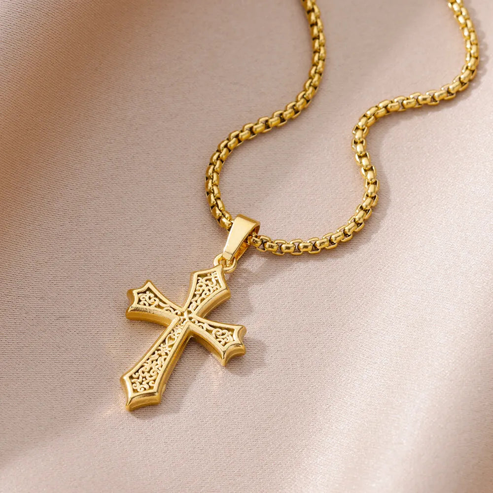 Gold Cross Pendant Necklace