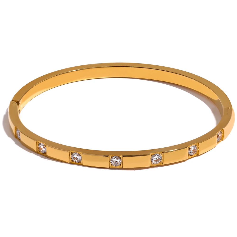 Cubic Zirconia Stainless Bangle