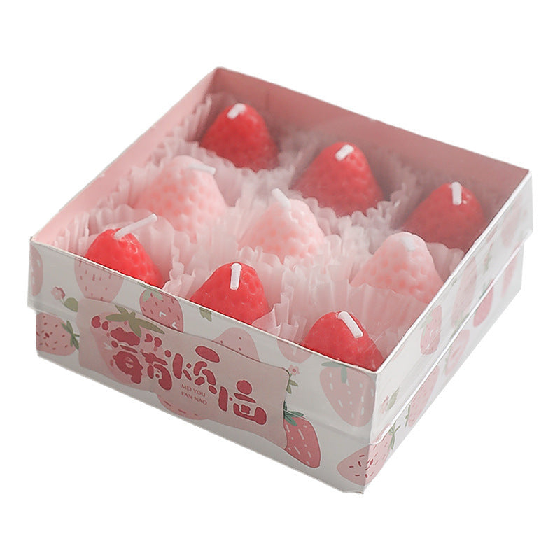 Strawberry Shaped Scented Candle - Cute Aromatic Decor