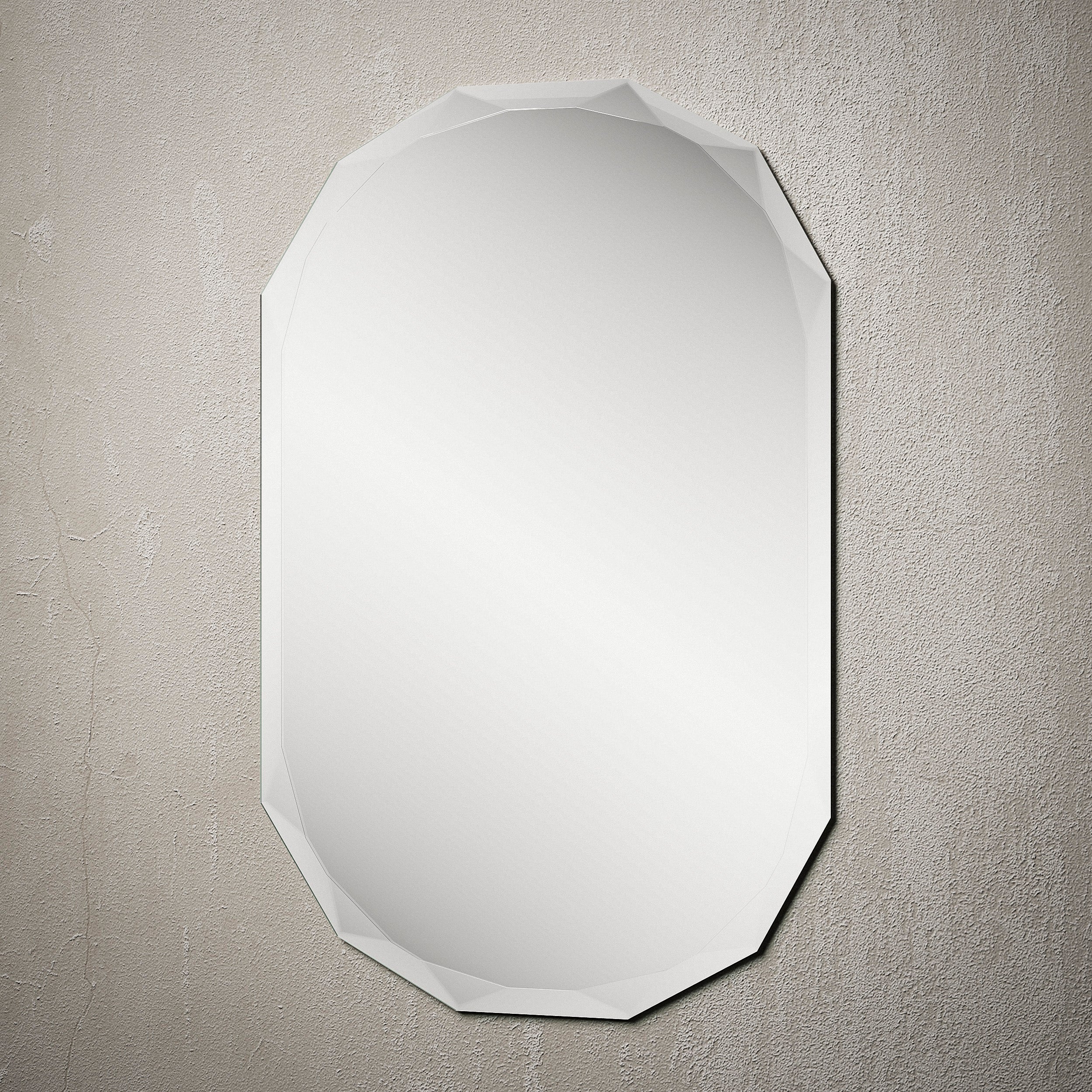 TETOTE Frameless Oval Slanted Bathroom Mirror