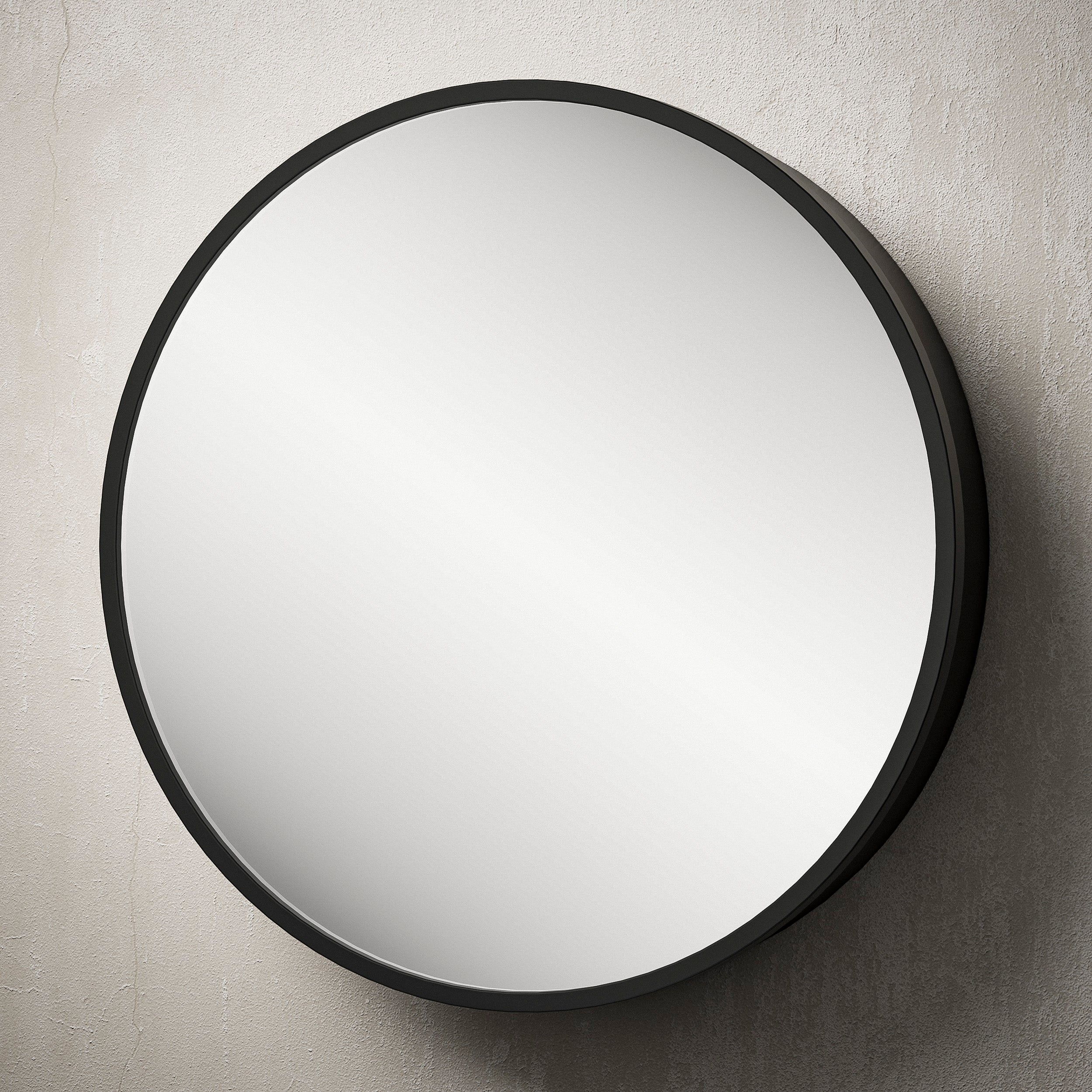 TETOTE Round Metal Frame Mirror Cabinet Black Round 20 Inch