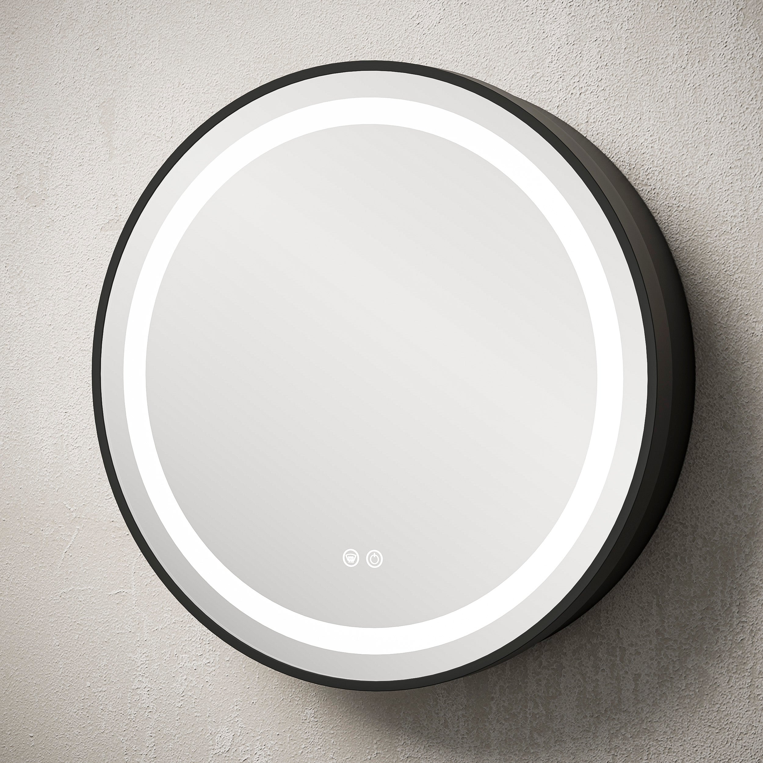 TETOTE Round 3-Color Metal Frame Frontlit LED Mirror Cabinet With Lights