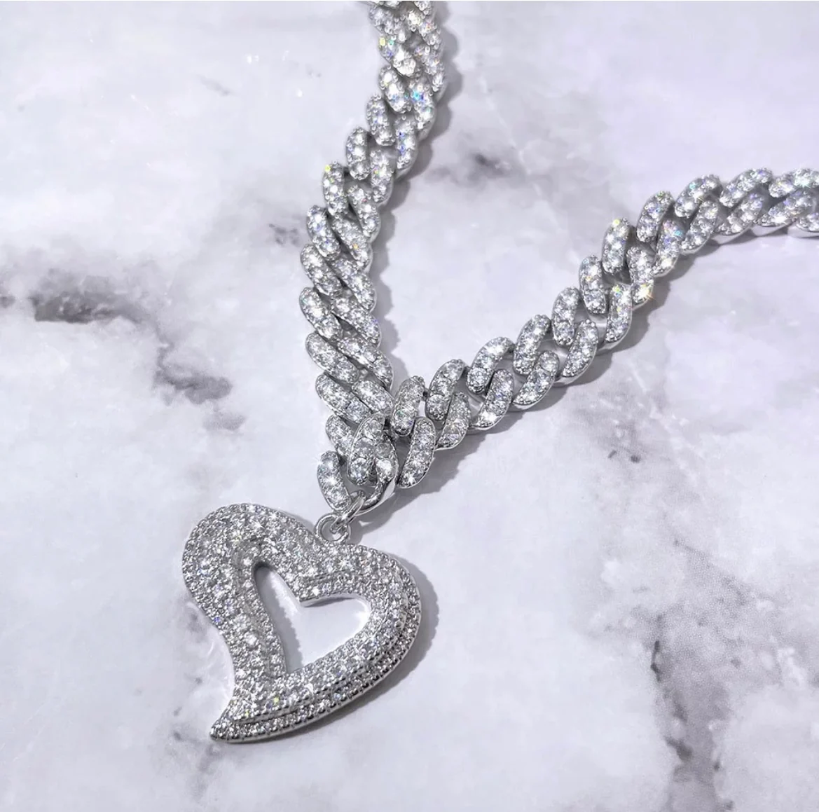 Diamond Heart Cuban Anklet