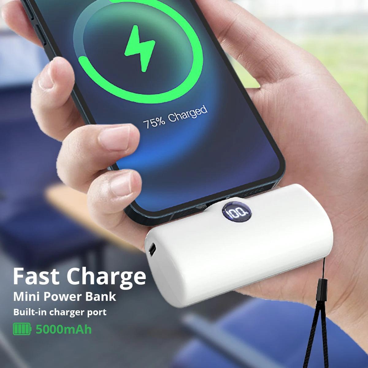 Pocket Power Bank Fast Charger for iPhone Samsung Xiaomi