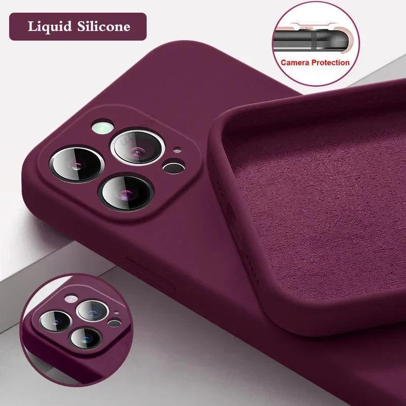 Silicone Solid Color Protective Phone Case For iPhone X to 15 Pro Max