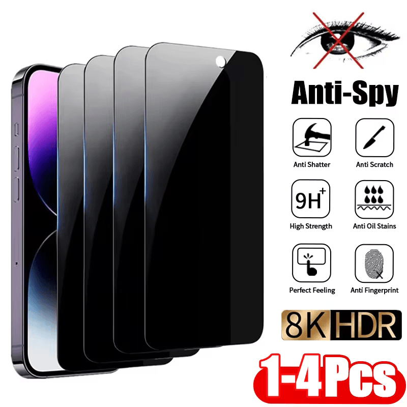 Anti-Spy Tempered Glass for iPhone X to 15 Pro Max