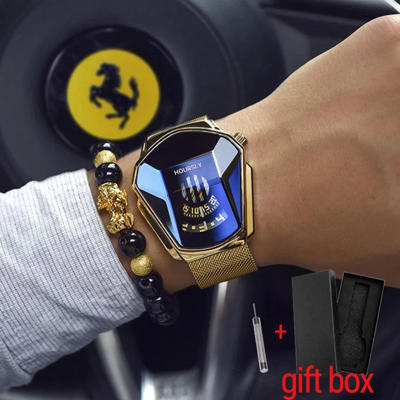 Luxury HOURSLY Men's Stainless Steel Technology Fashion Wrist Watch - Trendy Quartz Timepiece for Men 2022 - Relogio Masculino