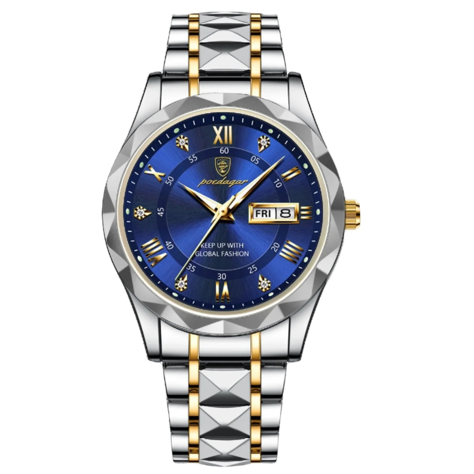 POEDAGAR Top Brand Luxury Man Wristwatch Waterproof Luminous Date Week Men Watches Stainless Steel Quartz Men's Watch Male reloj