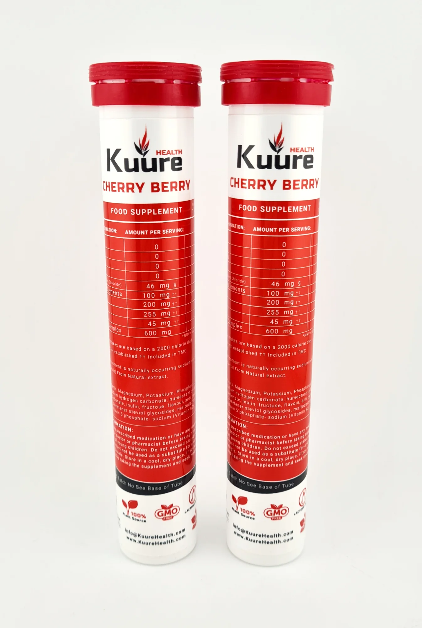 Kuure Plant Derived Sizzling Minerals , Effervescent / Cherry 2 x Tubes 30 tabs