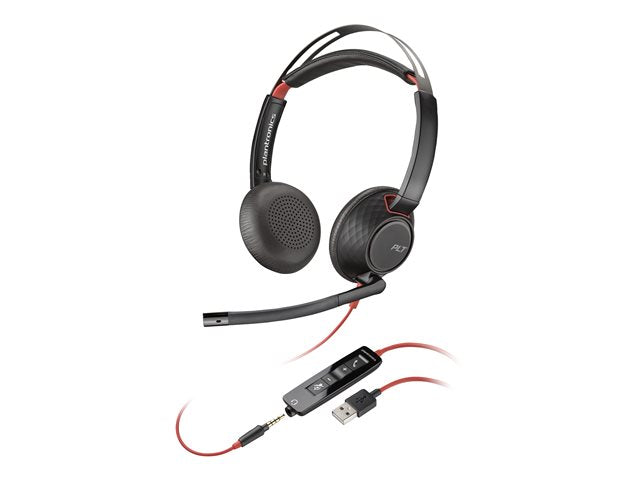 Plantronics Poly Blackwire 5220 Over-the-Head Binaural Headset (USB-A and 3.5mm Jack)