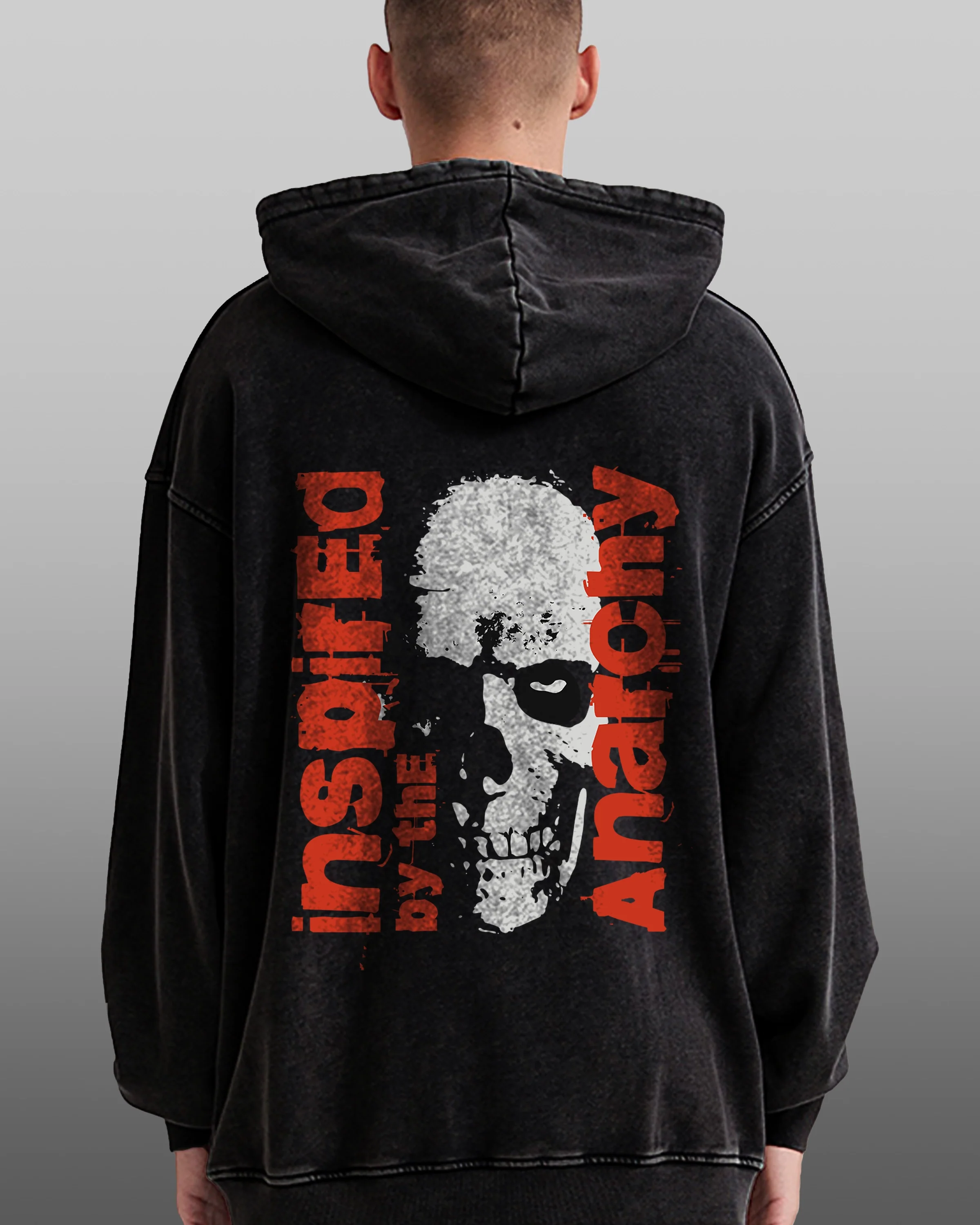 Anarchy Acid Wash Streetwear Oversize Hoodie