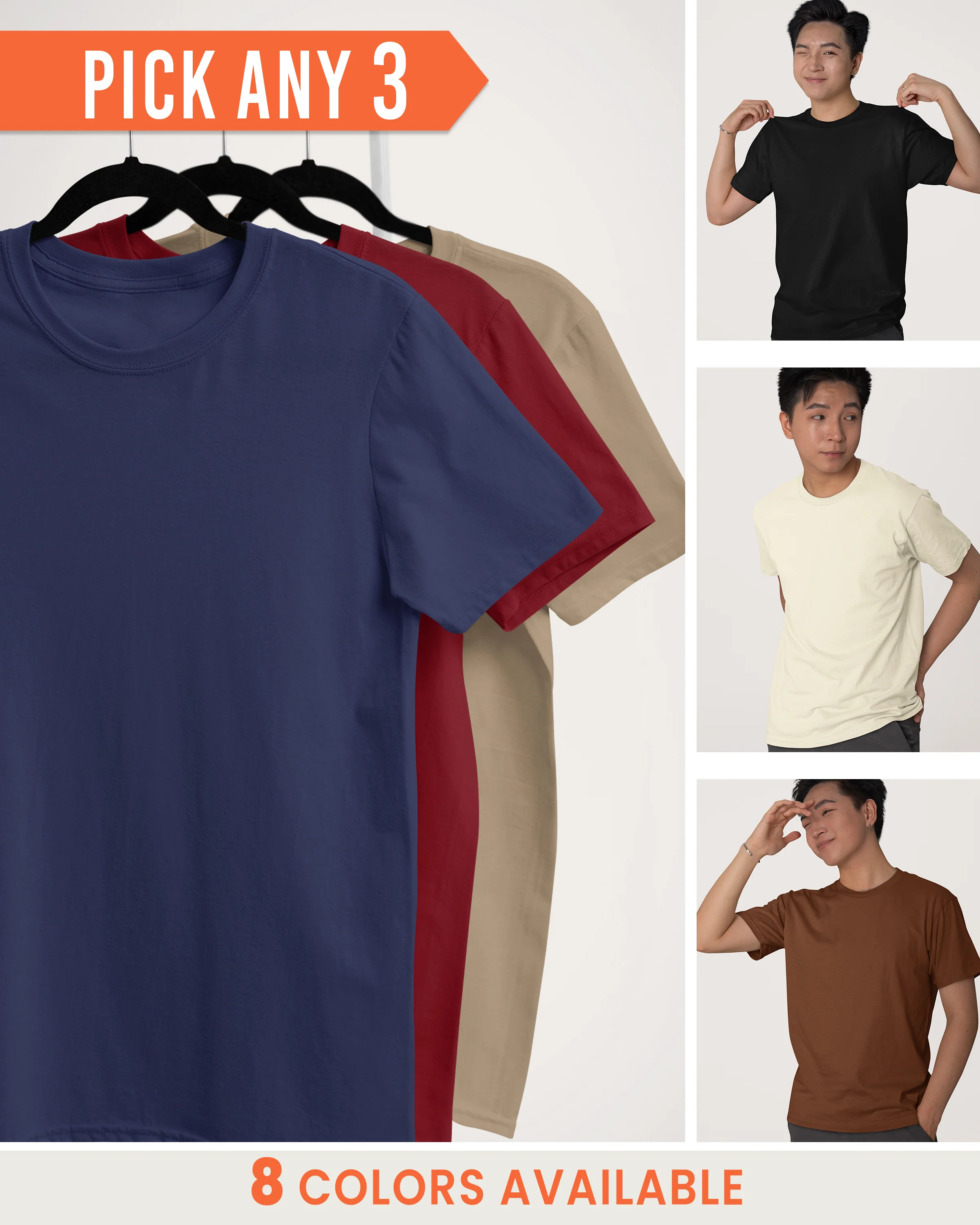 Pick any 3: Plain Classic Fit T-shirt Combo