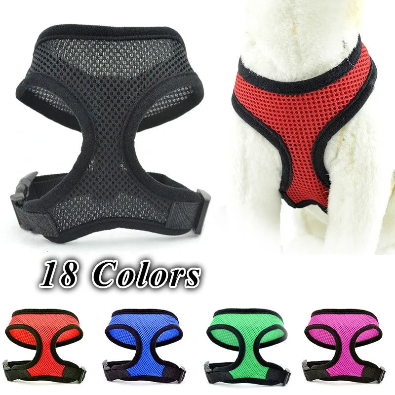 Adjustable nylon mesh vest harness for dogs and cats