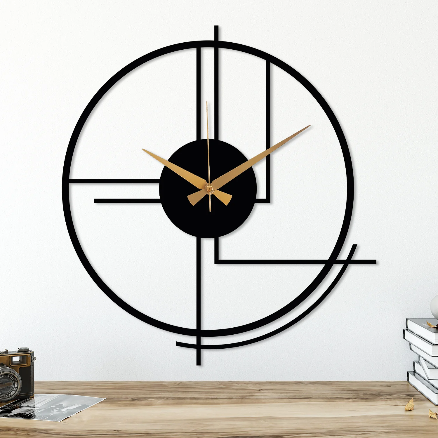 Black Large Minimalist Wall Clock